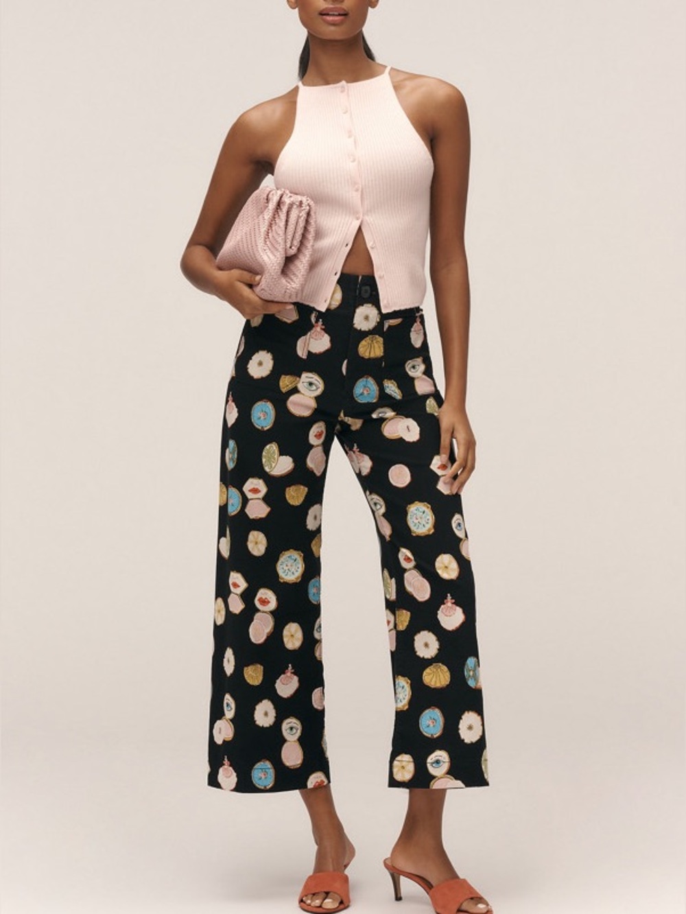 MAEVE The Colette Black Patterned Wide-Leg Pants Danielle Kroll Edition